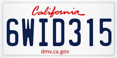CA license plate 6WID315