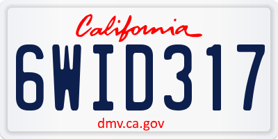 CA license plate 6WID317