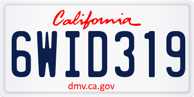CA license plate 6WID319