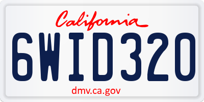 CA license plate 6WID320