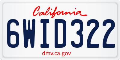 CA license plate 6WID322