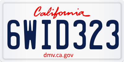 CA license plate 6WID323