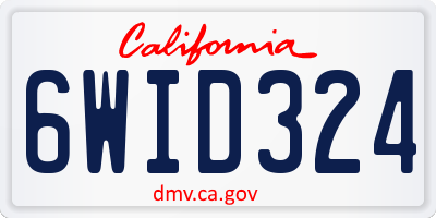CA license plate 6WID324