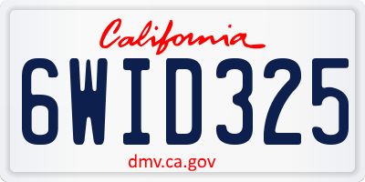 CA license plate 6WID325