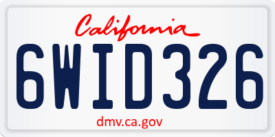 CA license plate 6WID326