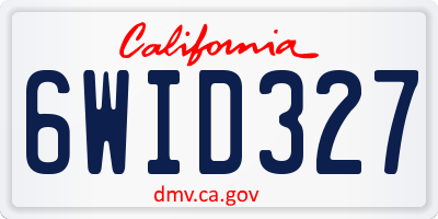 CA license plate 6WID327