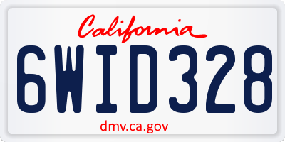 CA license plate 6WID328