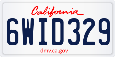 CA license plate 6WID329