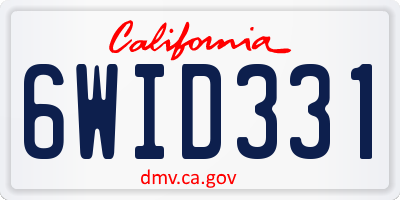 CA license plate 6WID331