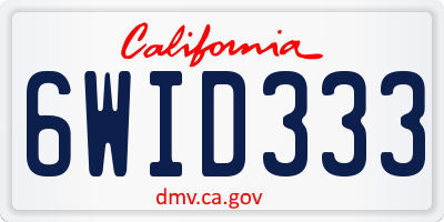CA license plate 6WID333