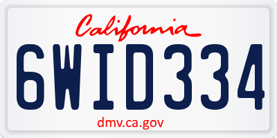 CA license plate 6WID334