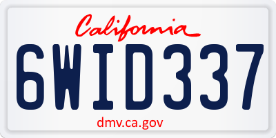 CA license plate 6WID337