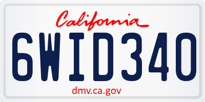 CA license plate 6WID340