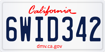 CA license plate 6WID342