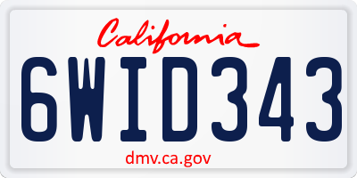 CA license plate 6WID343