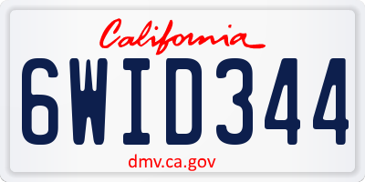 CA license plate 6WID344