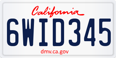 CA license plate 6WID345
