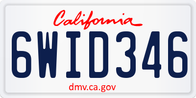 CA license plate 6WID346