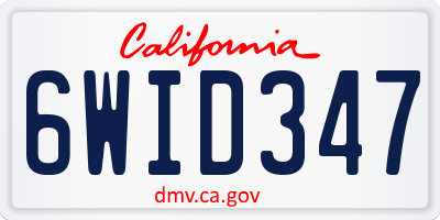 CA license plate 6WID347