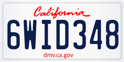 CA license plate 6WID348