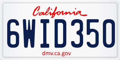 CA license plate 6WID350