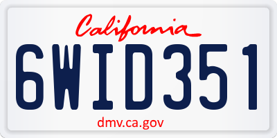 CA license plate 6WID351