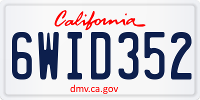 CA license plate 6WID352