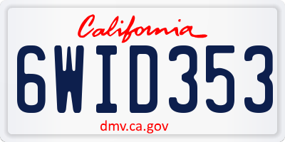 CA license plate 6WID353
