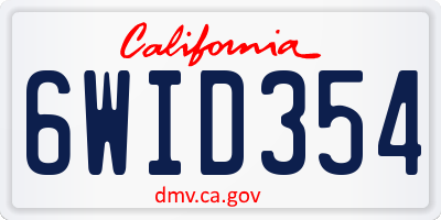 CA license plate 6WID354