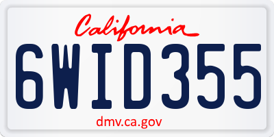 CA license plate 6WID355