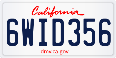 CA license plate 6WID356