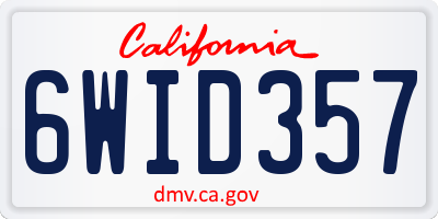 CA license plate 6WID357