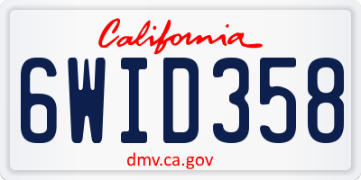 CA license plate 6WID358