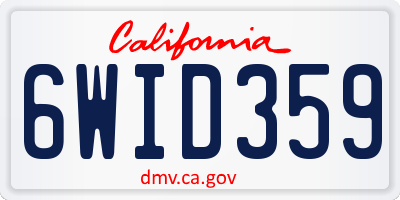 CA license plate 6WID359