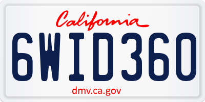 CA license plate 6WID360