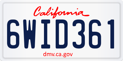 CA license plate 6WID361