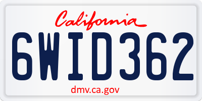 CA license plate 6WID362