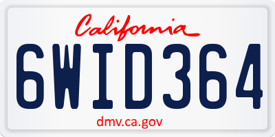 CA license plate 6WID364