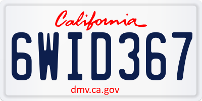 CA license plate 6WID367