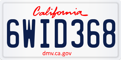 CA license plate 6WID368