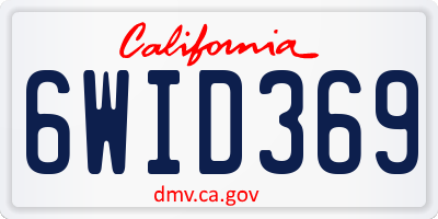CA license plate 6WID369