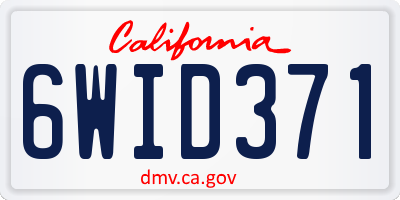 CA license plate 6WID371