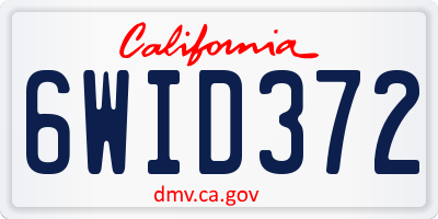 CA license plate 6WID372