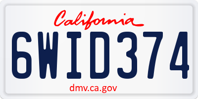 CA license plate 6WID374