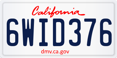 CA license plate 6WID376