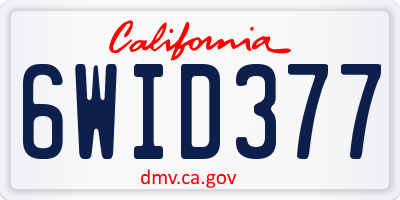 CA license plate 6WID377