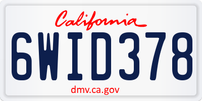 CA license plate 6WID378