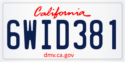 CA license plate 6WID381