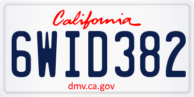 CA license plate 6WID382