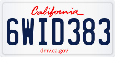 CA license plate 6WID383